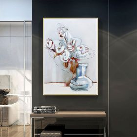 Hand Painted Oil Painting Abstract White Flowers Oil Painting Large Original Floral Canvas Wall Art Modern Living Room Flower Painting Bedroom Decor