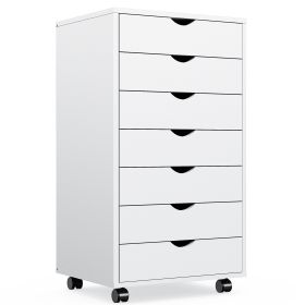 Sweetcrispy 7 Drawer Chest - Storage Cabinets with Wheels Dressers Wood Dresser Cabinet Mobile Organizer Drawers for Office - as Pic