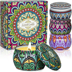 OSHINE 4 PACK Scented Candles Gifts Set Christmas Candles Aromatherapy Soy Wax Candles Home Fragrance Stress Relief Candles for Yoga