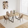 Dining Chairs Set of 4, Modern Accent Chairs with Soft glove suede Fabric Upholstered Seat, Spoon Shape Kitchen Chair with Black Metal Legs Dining Sid