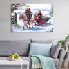 Framed Canvas Wall Art Decor Painting For Christmas, White Horse with Sledge Christmas Painting For Christmas Gift, Decoration For the Offiice too