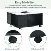 ON-TREND Modern 2-layer Coffee Table with Casters, Square Cocktail Table with Removable Tray, UV High-gloss Marble Design Center Table for Living Room