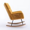 Rocking Chair with Pocket, Soft Teddy Fabric Rocking Chair for Nursery, Comfy Wingback Glider Rocker with Safe Solid Wood Base for Living Room Bedroom