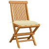 Patio Chairs with Cream White Cushions 4 pcs Solid Teak Wood - Cream