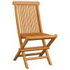 Patio Chairs with Cream White Cushions 4 pcs Solid Teak Wood - Cream