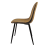 Dining Chairs Set of 4, Modern Accent Chairs with Soft glove suede Fabric Upholstered Seat, Spoon Shape Kitchen Chair with Black Metal Legs Dining Sid
