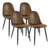 Dining Chairs Set of 4, Modern Accent Chairs with Soft glove suede Fabric Upholstered Seat, Spoon Shape Kitchen Chair with Black Metal Legs Dining Sid