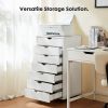 Sweetcrispy 7 Drawer Chest - Storage Cabinets with Wheels Dressers Wood Dresser Cabinet Mobile Organizer Drawers for Office - as Pic