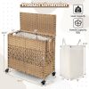 110L 2-Section Laundry Hamper with 2 Removable and Washable Liner Bags - Natural
