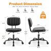 SWEETCRISPY PU Leather Low Back Task Chair Small Home Office Chair with Wheels - as Pic