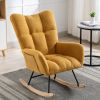 Rocking Chair with Pocket, Soft Teddy Fabric Rocking Chair for Nursery, Comfy Wingback Glider Rocker with Safe Solid Wood Base for Living Room Bedroom