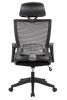 High back mesh chair  with wideand fixed headrest; color black; 300lbs    - Black