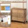 110L 2-Section Laundry Hamper with 2 Removable and Washable Liner Bags - Natural