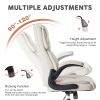 Sweetcrispy Executive Office PU Leather Desk Chair High Back Flip-Up Armrest Adjustable Ergonomic Home Office Chair - as Pic