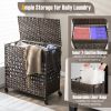 110L 2-Section Laundry Hamper with 2 Removable and Washable Liner Bags - Brown