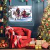 Framed Canvas Wall Art Decor Painting For Christmas, White Horse with Sledge Christmas Painting For Christmas Gift, Decoration For the Offiice too