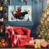 Framed Canvas Wall Art Decor Painting For Christmas, Santa Claus with cute Animals Christmas Painting For Christmas Gift, Decoration For Christmas