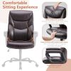Sweetcrispy Home Office Chair Ergonomic PU Leather Desk Chair with Armrests - as Pic
