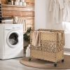 110L 2-Section Laundry Hamper with 2 Removable and Washable Liner Bags - Natural