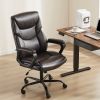 Sweetcrispy Home Office Chair Ergonomic PU Leather Desk Chair with Armrests - as Pic