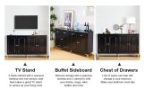 Buffet Sideboard Cabinet, 4 Doors Accent Storage Cabinet, Mid Century Modern Buffet Table with Adjustable Shelf, Console Table for Kitchen, Dining Roo
