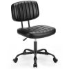SWEETCRISPY PU Leather Low Back Task Chair Small Home Office Chair with Wheels - as Pic