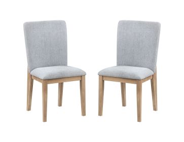 Caspian Set of 2 Gray Linen and Oak Finish 19" Dining Chair