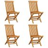 Patio Chairs with Cream White Cushions 4 pcs Solid Teak Wood - Cream