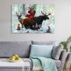 Framed Canvas Wall Art Decor Painting For Christmas, Santa Claus with cute Animals Christmas Painting For Christmas Gift, Decoration For Christmas