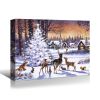 Framed Canvas Wall Art Decor Painting For Christmas, Cute Animals with Christmas Tree Painting For Christmas Gift, Decoration For Christmas Eve Office