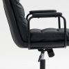 Office Chair,Mid Back Home Office Desk Task Chair with Wheels and Arms Ergonomic PU Leather Computer Rolling Swivel Chair with Padded Armrest,The back