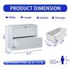 Lateral File Cabinet 2 Drawer, White Filing Cabinet with Lock, Lockable File Cabinet for Home Office, Locking Metal File Cabinet for Legal/Letter/A4/F