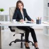 Sweetcrispy Executive Office PU Leather Desk Chair High Back Flip-Up Armrest Adjustable Ergonomic Home Office Chair - as Pic