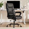 Sweetcrispy Home Office Chair Ergonomic PU Leather Desk Chair with Armrests - as Pic