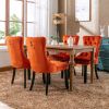 Nikki Collection Modern, High-end Tufted Solid Wood Contemporary Velvet Upholstered Dining Chair with Wood Legs Nailhead Trim 2-Pcs Set, Orange, SW200